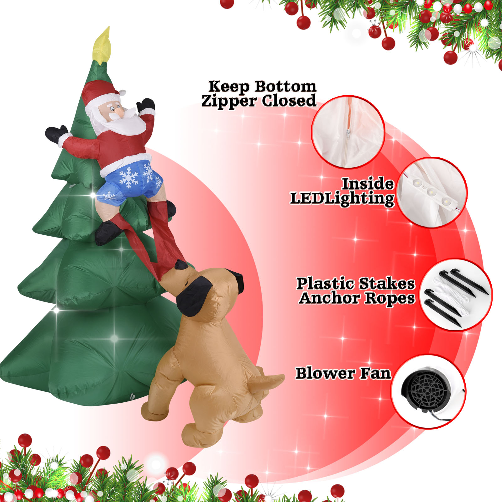 Cane gonfiabile di Natale con  - Outdoor Lighting Tree recensione e prezzo